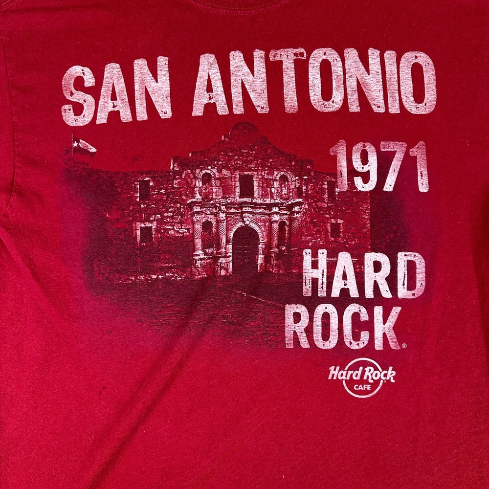 Hard Rock Cafe Shirt Large Red San Antonio Texas 1971 Alamo Short Sleeve - Picture 4 of 13
